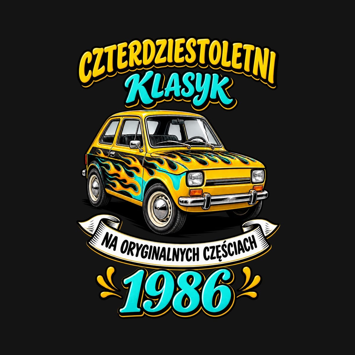 Koszulka męska czarna na 40 urodziny czterdziestoletni klasyk rocznik 1986, zdjęcie 2