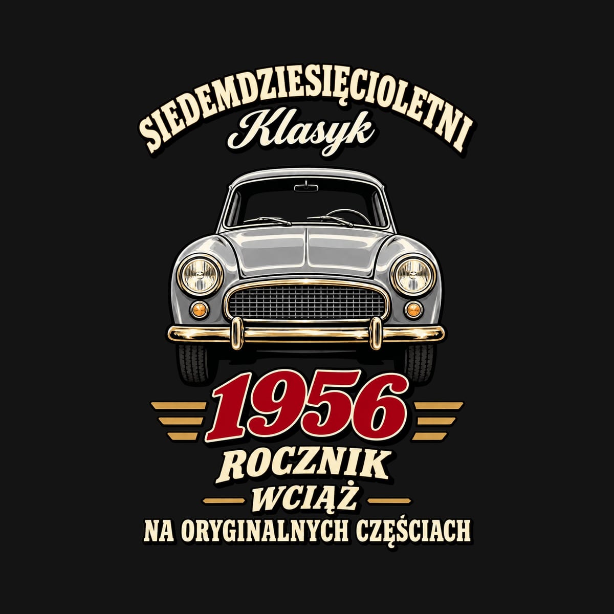 Koszulka męska czarna na 70 urodziny Syrena rocznik 1956 prezent, zdjęcie 2
