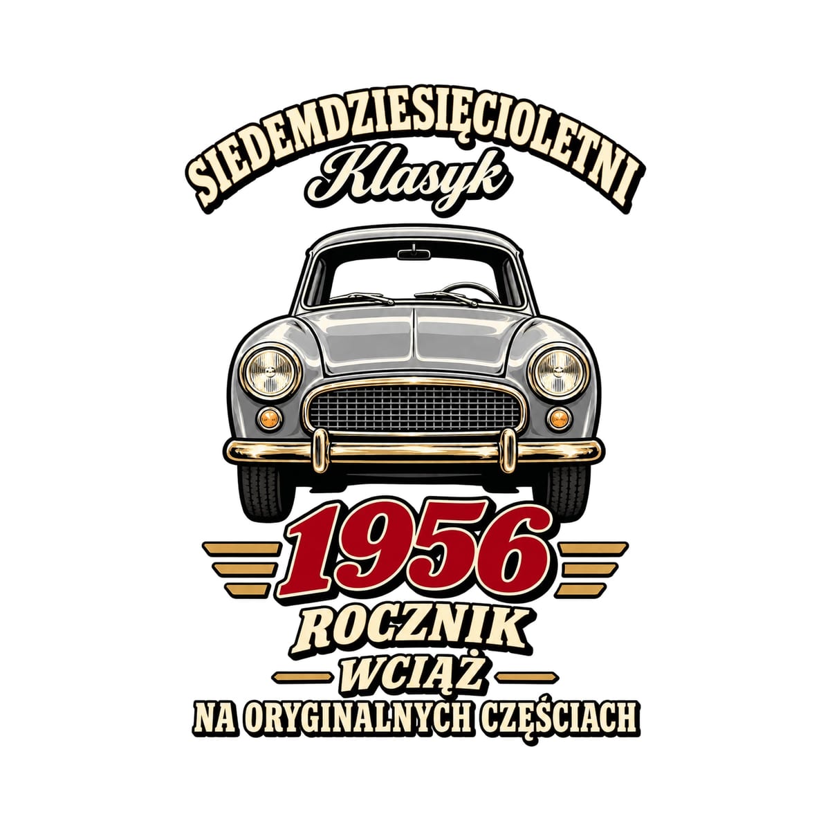 Koszulka męska biała na 70 urodziny Syrena rocznik 1956 prezent, zdjęcie 2