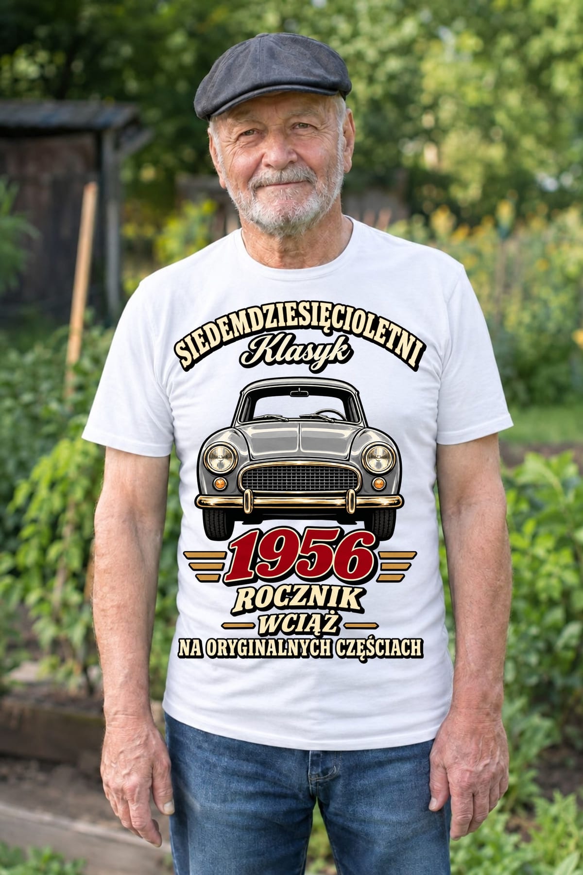 Koszulka męska biała na 70 urodziny Syrena rocznik 1956 prezent, zdjęcie 6