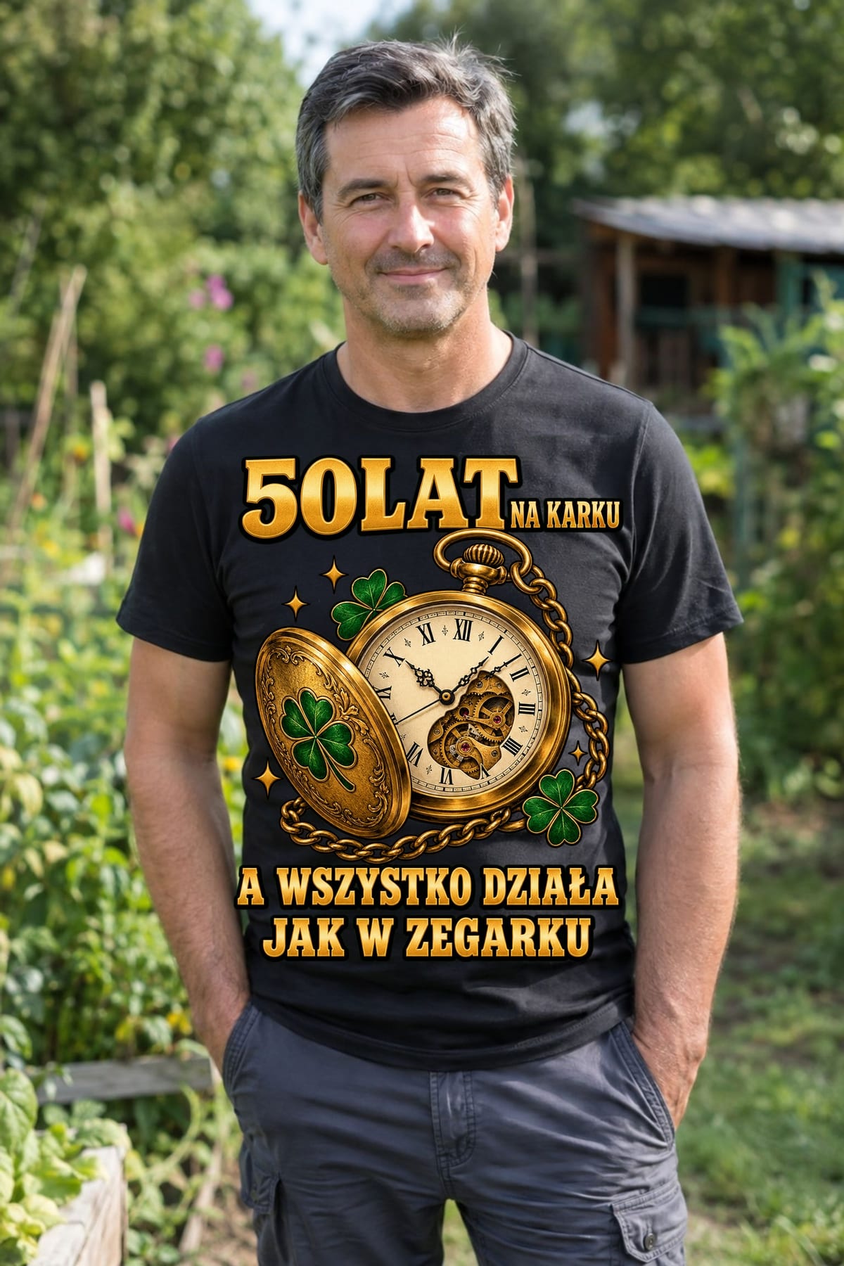 Koszulka męska czarna na 50 urodziny 50 lat na karku prezent, zdjęcie 4
