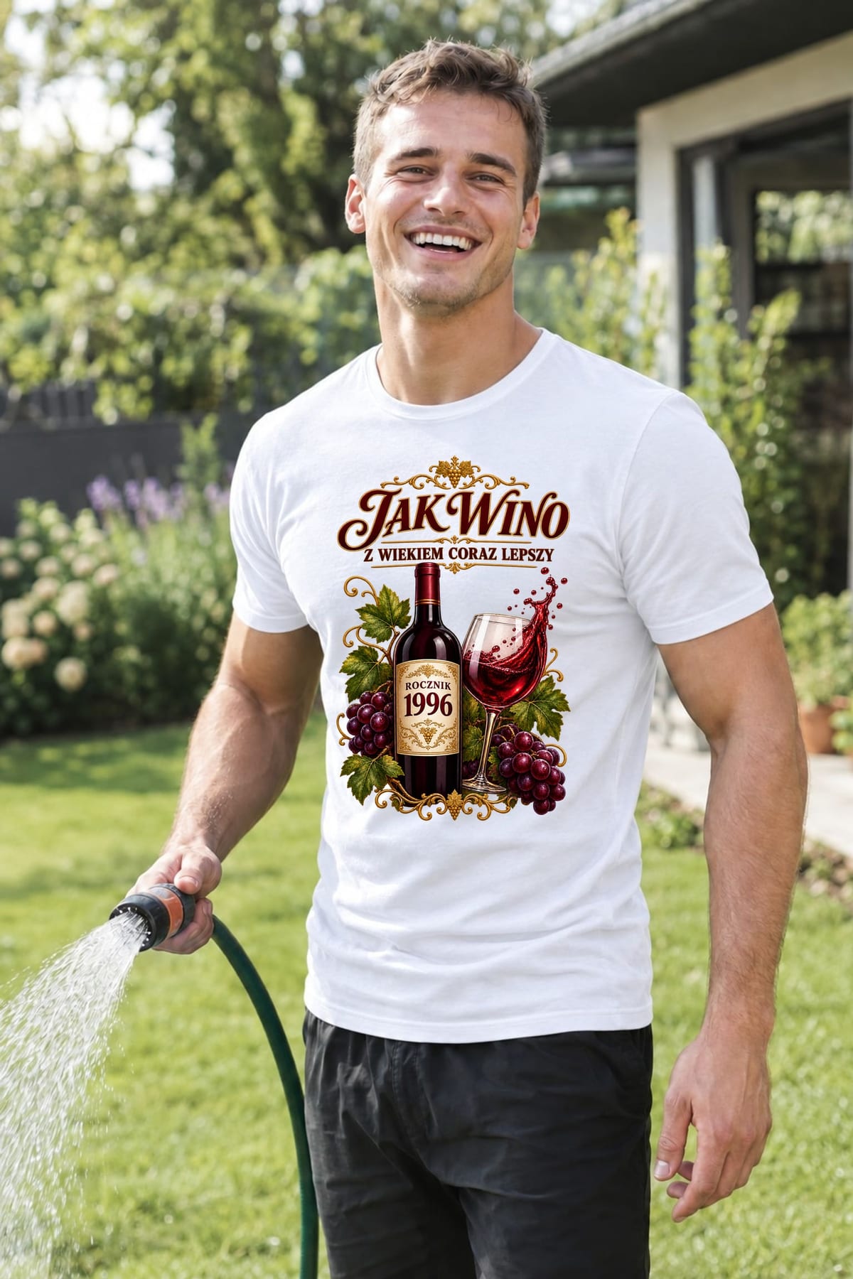 Koszulka męska biała na 30 urodziny jak wino rocznik 1996 prezent, zdjęcie 4