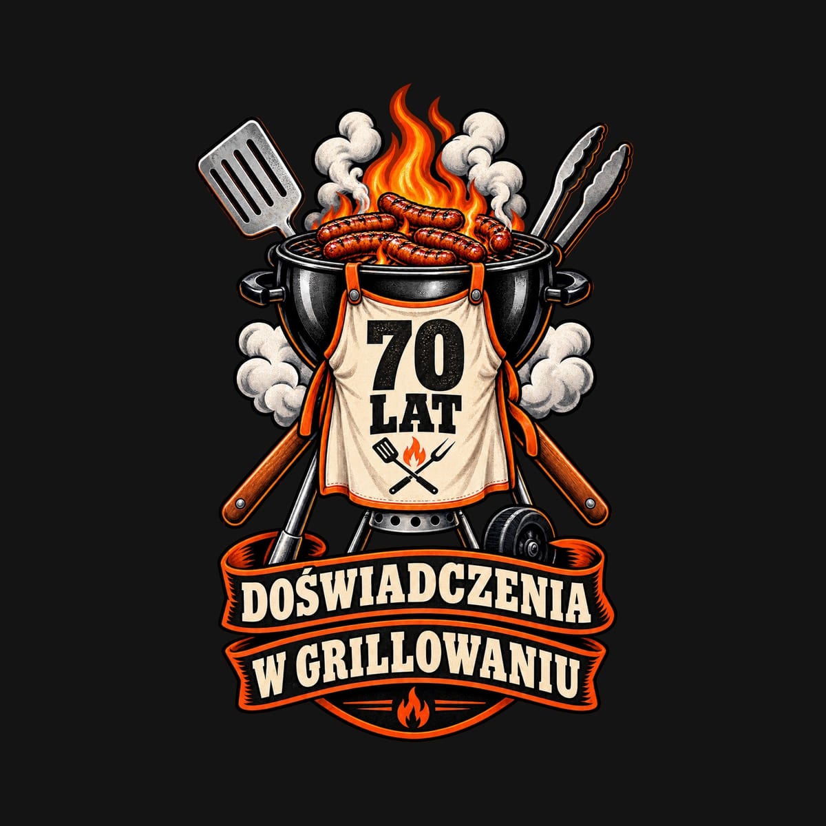 Koszulka męska czarna na 70 urodziny grill master prezent dla taty, zdjęcie 2
