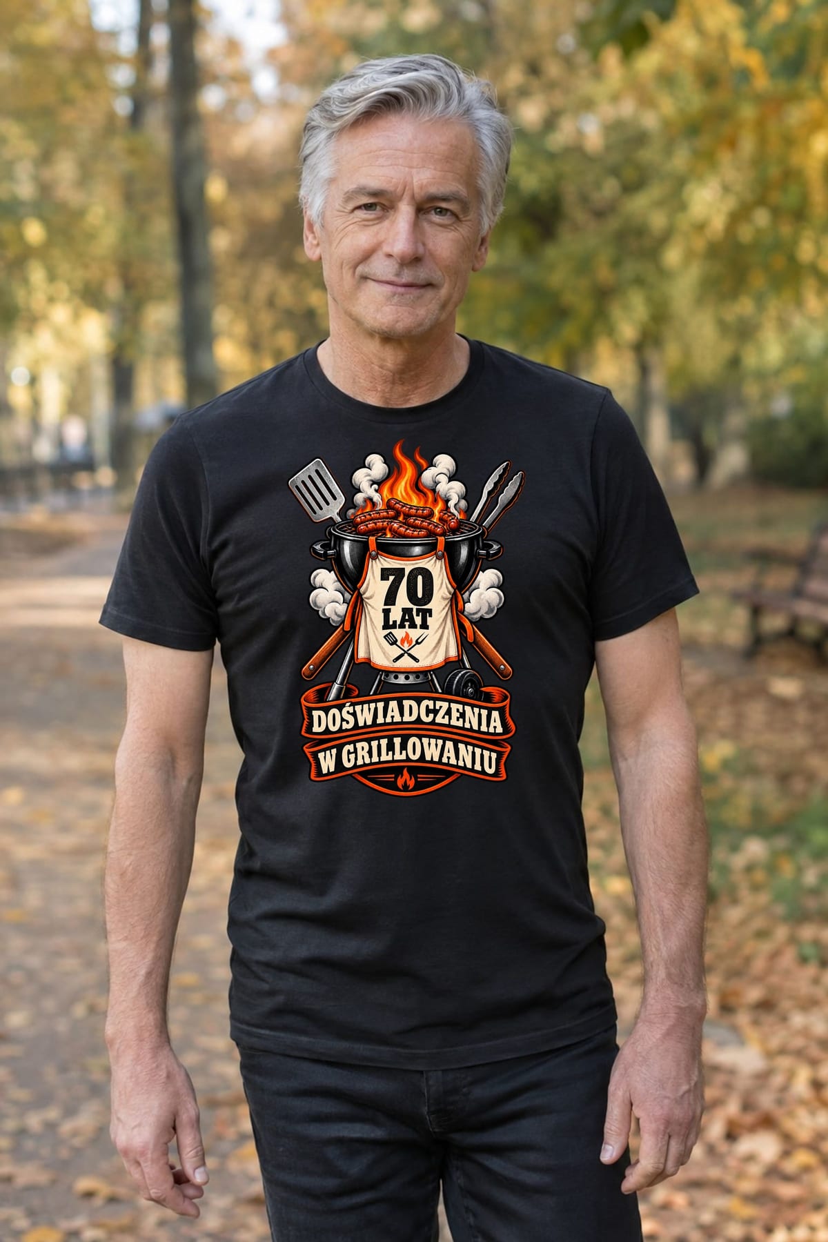 Koszulka męska czarna na 70 urodziny grill master prezent dla taty, zdjęcie 8