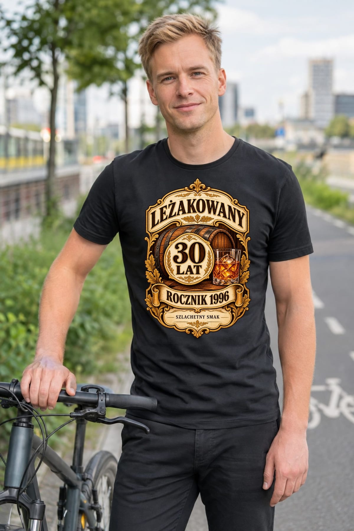 Koszulka męska czarna na 30 urodziny leżakowany rocznik 1996 whisky prezent, zdjęcie 7