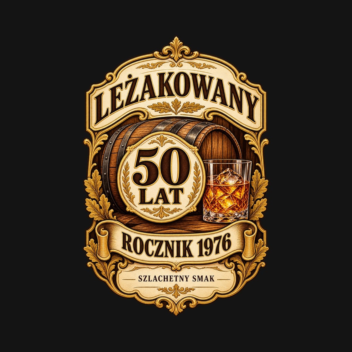 Koszulka męska czarna na 50 urodziny leżakowany rocznik 1976 whisky prezent, zdjęcie 2