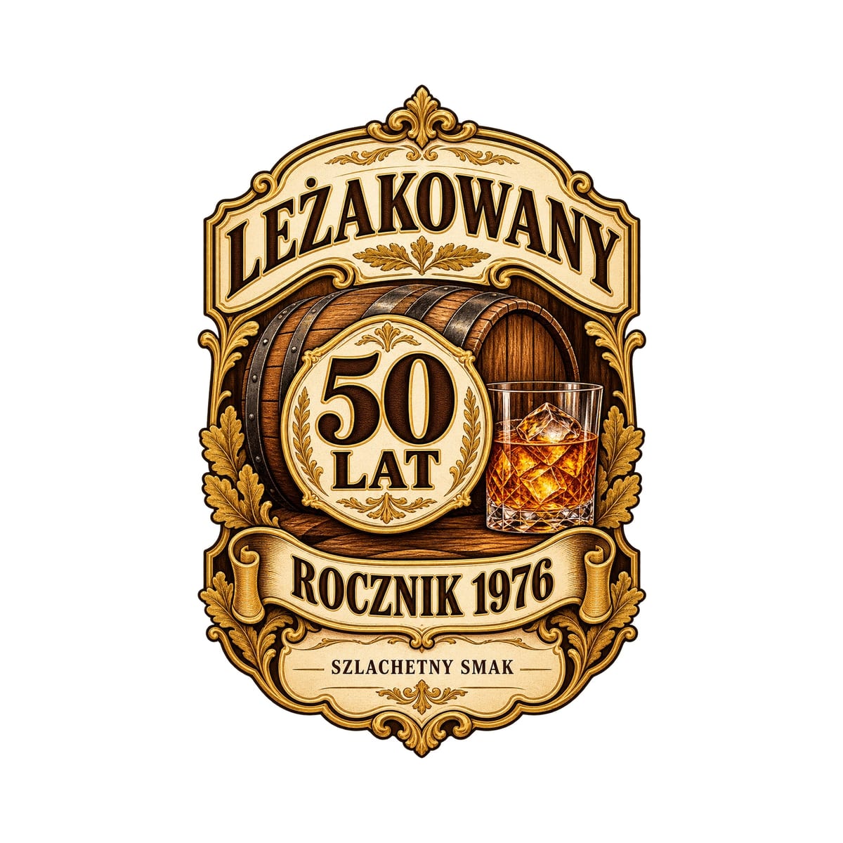 Koszulka męska biała na 50 urodziny leżakowany rocznik 1976 whisky prezent, zdjęcie 2