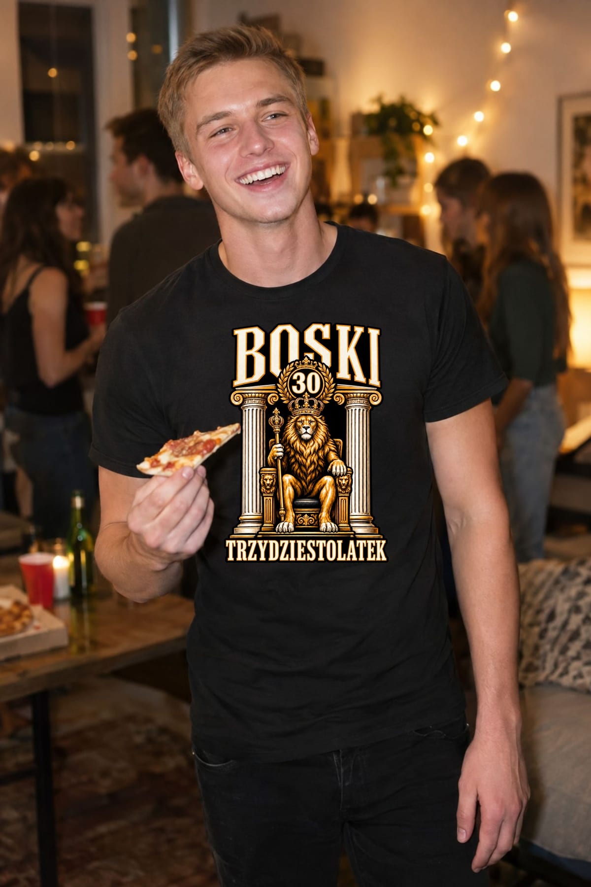 Koszulka męska czarna na 30 urodziny boski trzydziestolatek lew prezent, zdjęcie 6