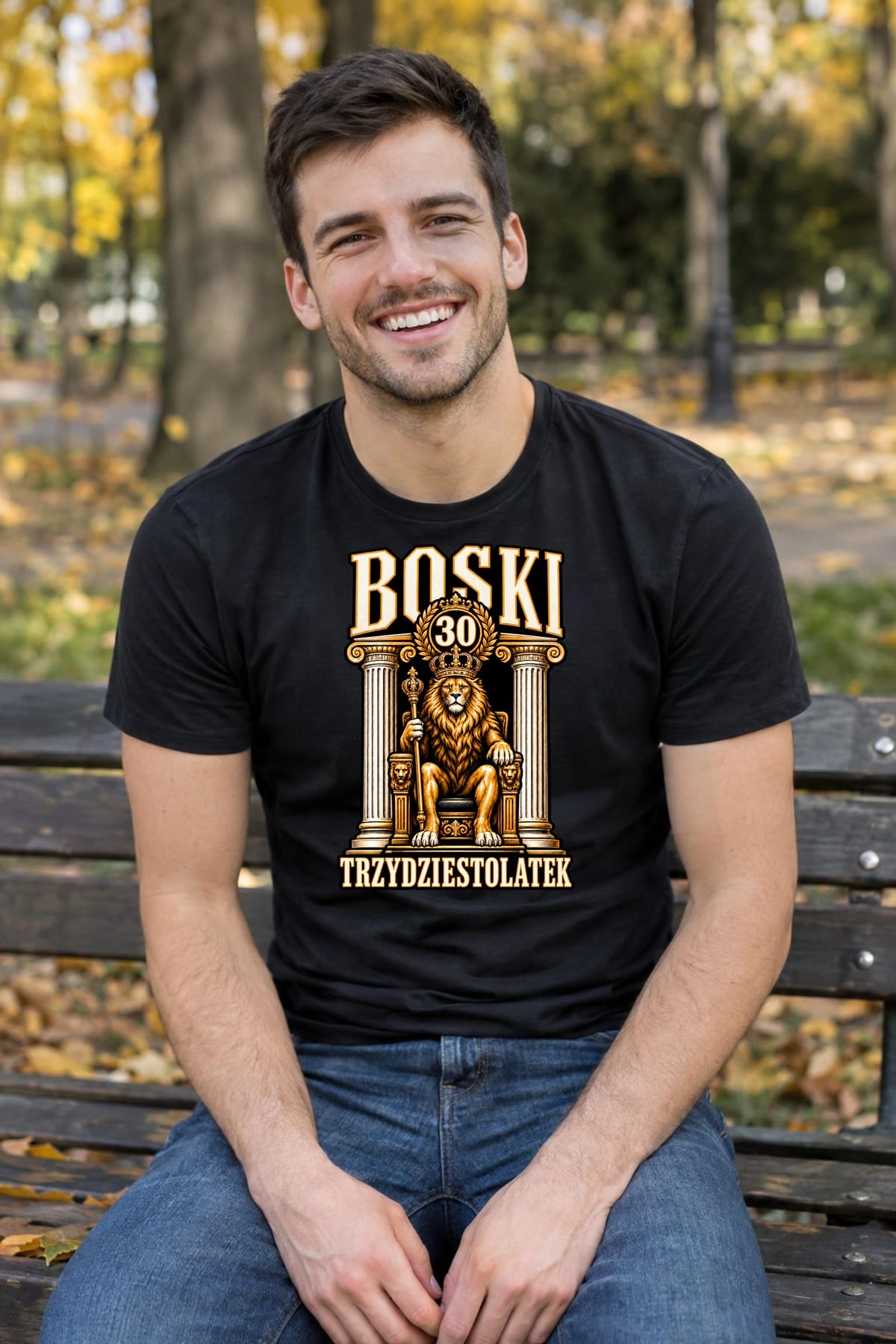 Koszulka męska czarna na 30 urodziny boski trzydziestolatek lew prezent, zdjęcie 8