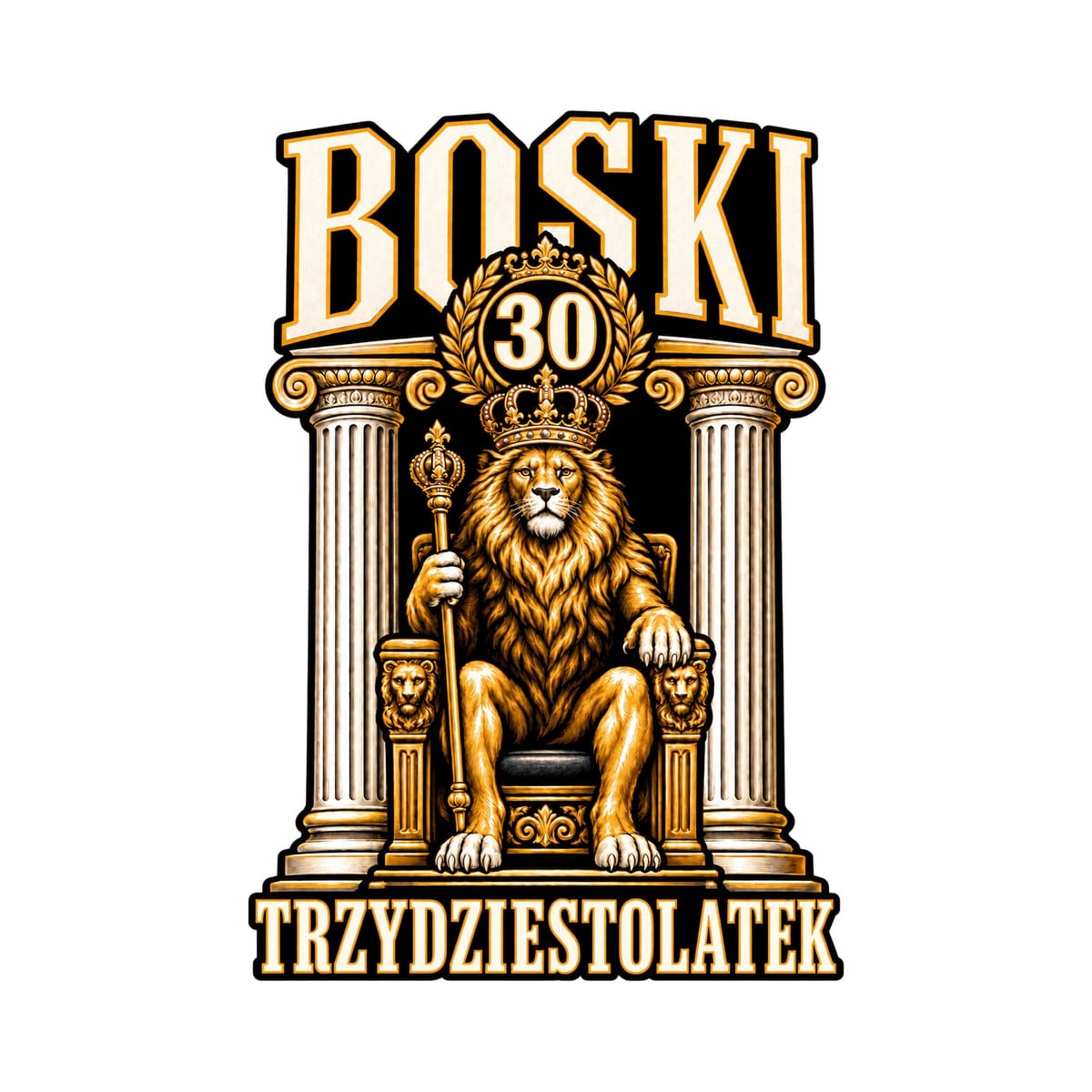 Koszulka męska biała na 30 urodziny boski trzydziestolatek lew prezent, zdjęcie 2
