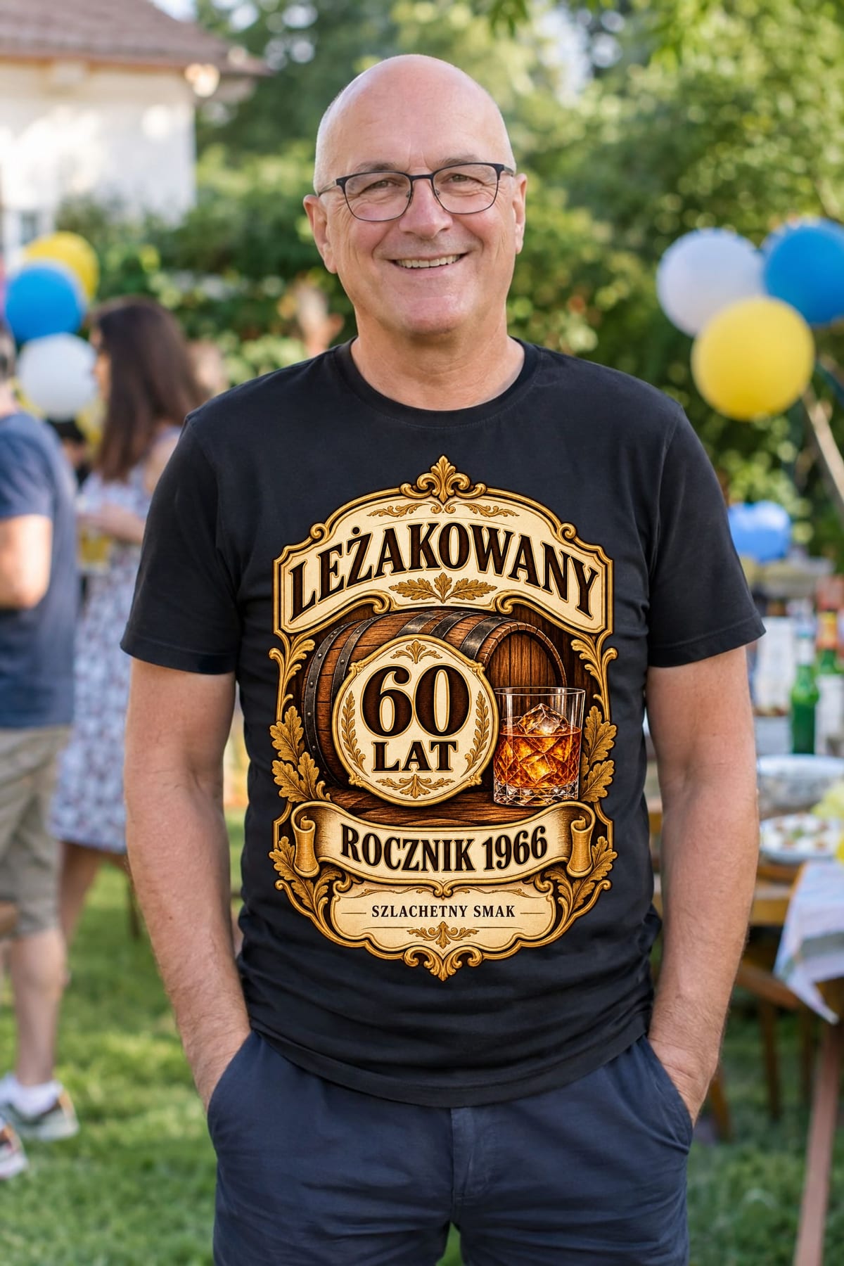 Koszulka męska czarna na 60 urodziny leżakowany rocznik 1966 prezent, zdjęcie 5