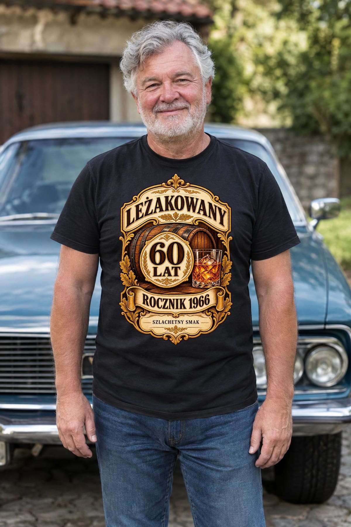 Koszulka męska czarna na 60 urodziny leżakowany rocznik 1966 prezent, zdjęcie 6