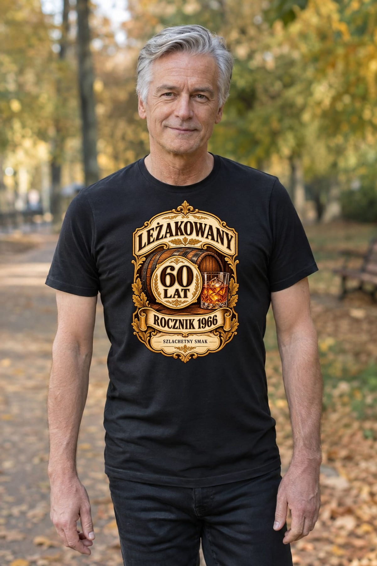 Koszulka męska czarna na 60 urodziny leżakowany rocznik 1966 prezent, zdjęcie 7