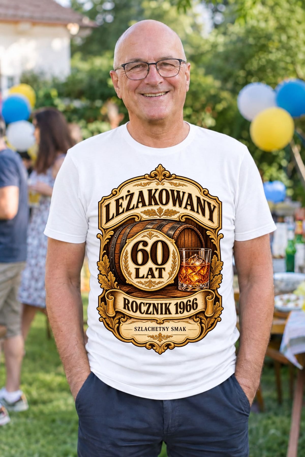 Koszulka męska biała na 60 urodziny leżakowany rocznik 1966 prezent, zdjęcie 5