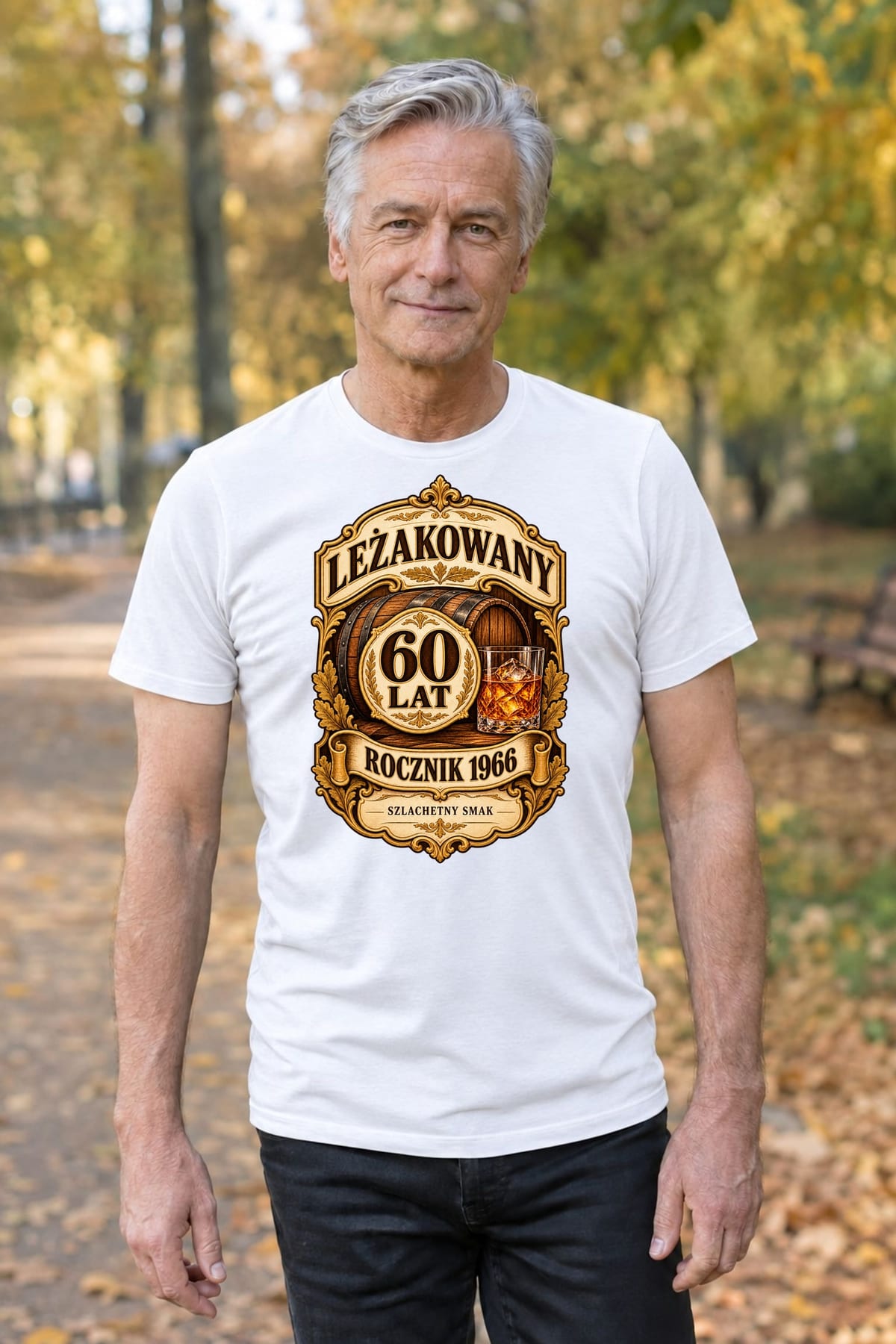 Koszulka męska biała na 60 urodziny leżakowany rocznik 1966 prezent, zdjęcie 7