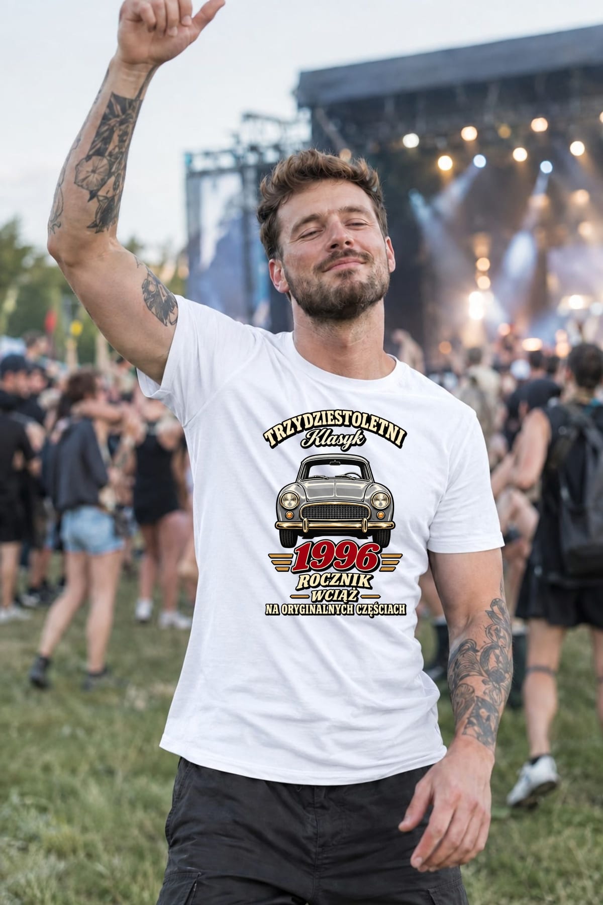 Koszulka męska biała na 30 urodziny rocznik 1996 Syrena prezent, zdjęcie 3