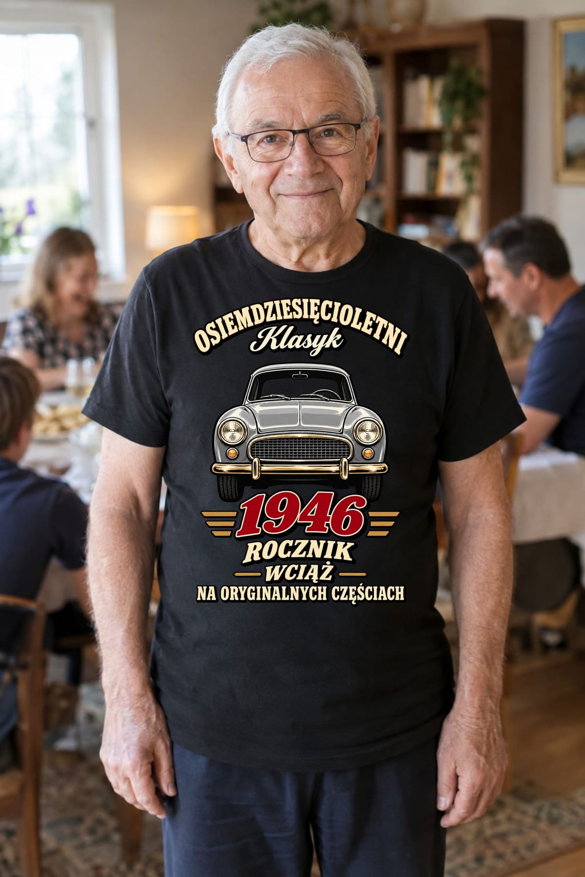 Koszulka męska czarna na 80 urodziny Syrena rocznik 1946 prezent, zdjęcie 6