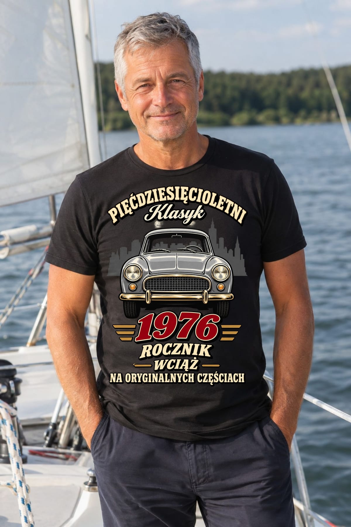 Koszulka męska czarna na 50 urodziny pięćdziesięcioletni rocznik 1976, zdjęcie 5