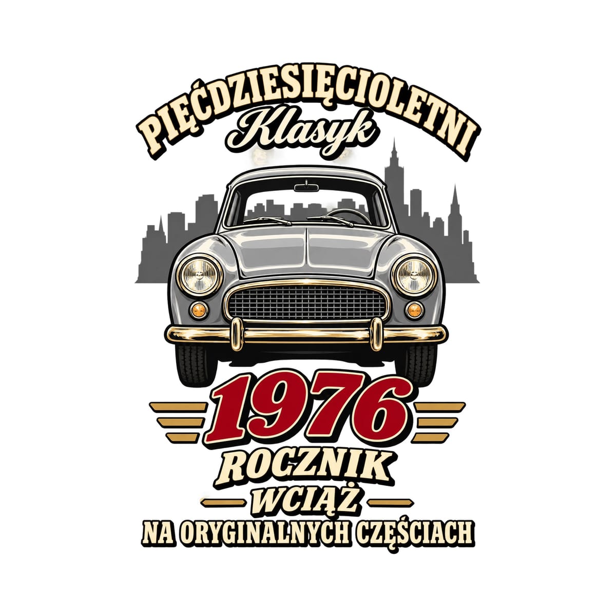 Koszulka męska biała na 50 urodziny pięćdziesięcioletni klasyk rocznik 1976, zdjęcie 2
