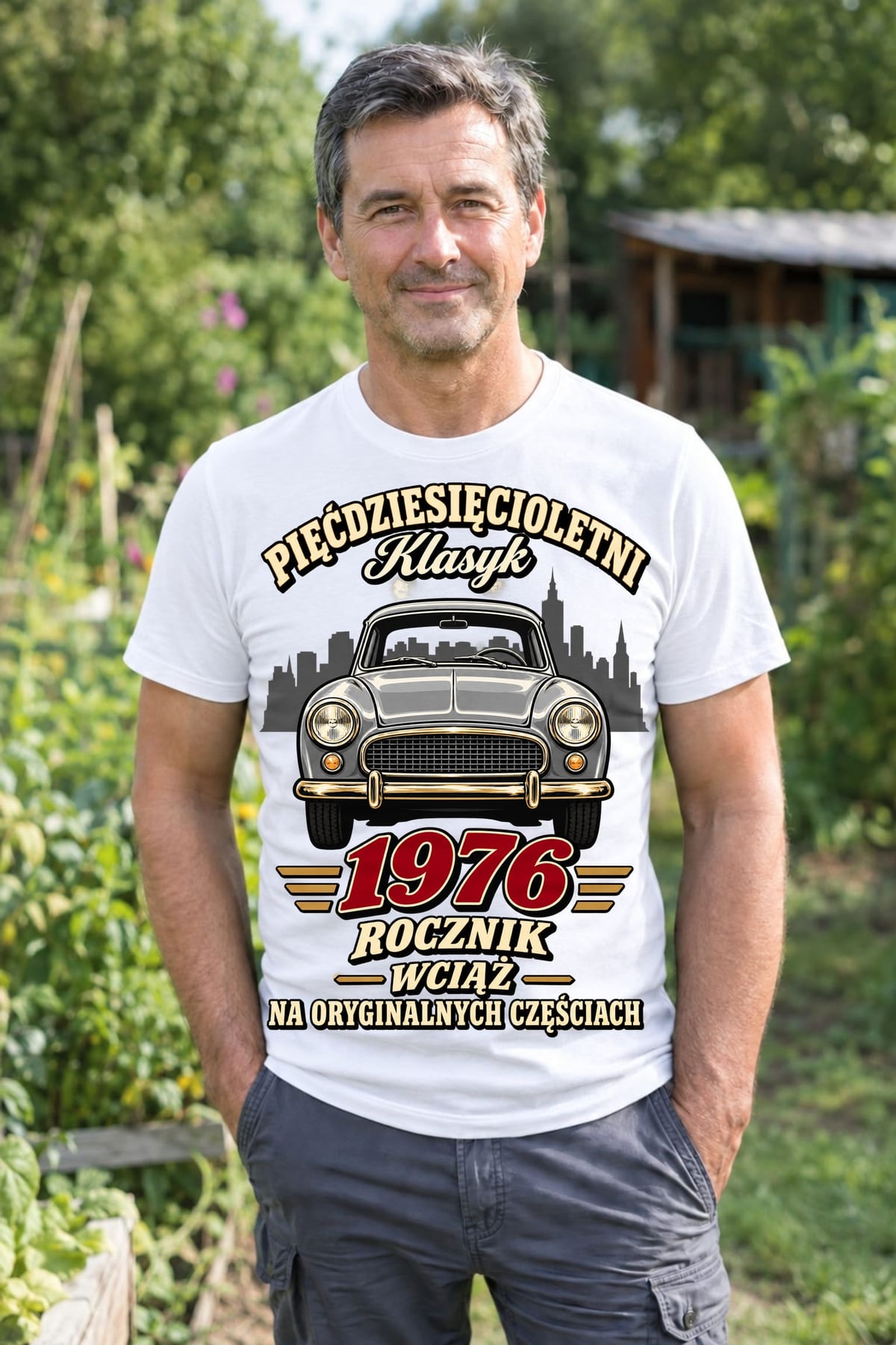Koszulka męska biała na 50 urodziny pięćdziesięcioletni klasyk rocznik 1976, zdjęcie 4