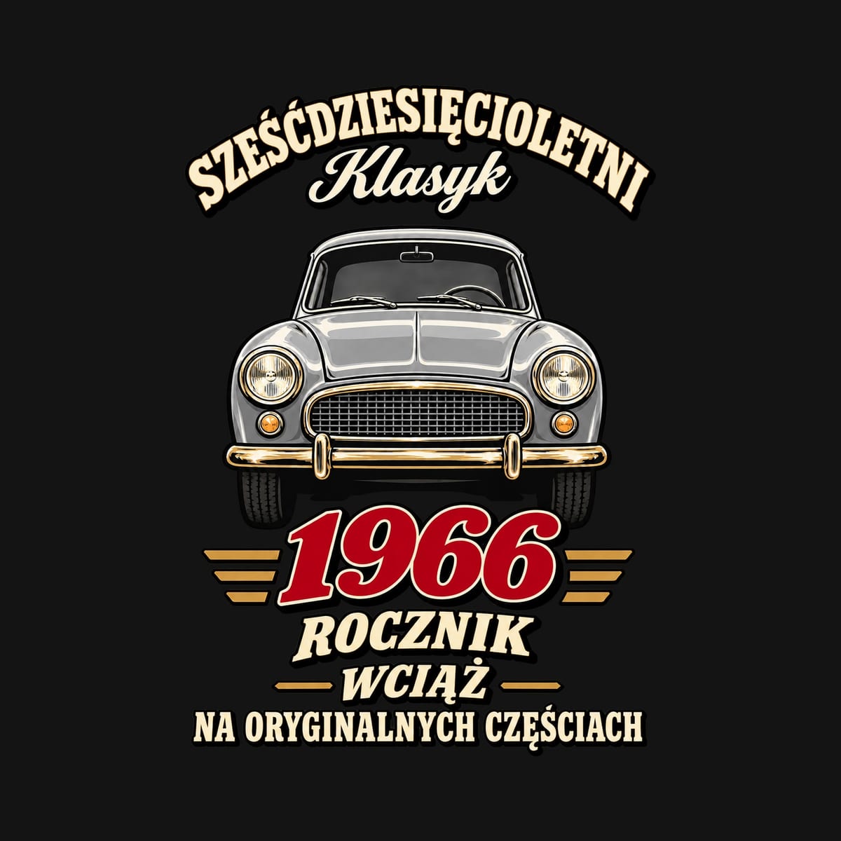 Koszulka męska czarna na 60 urodziny Syrena rocznik 1966 prezent, zdjęcie 2