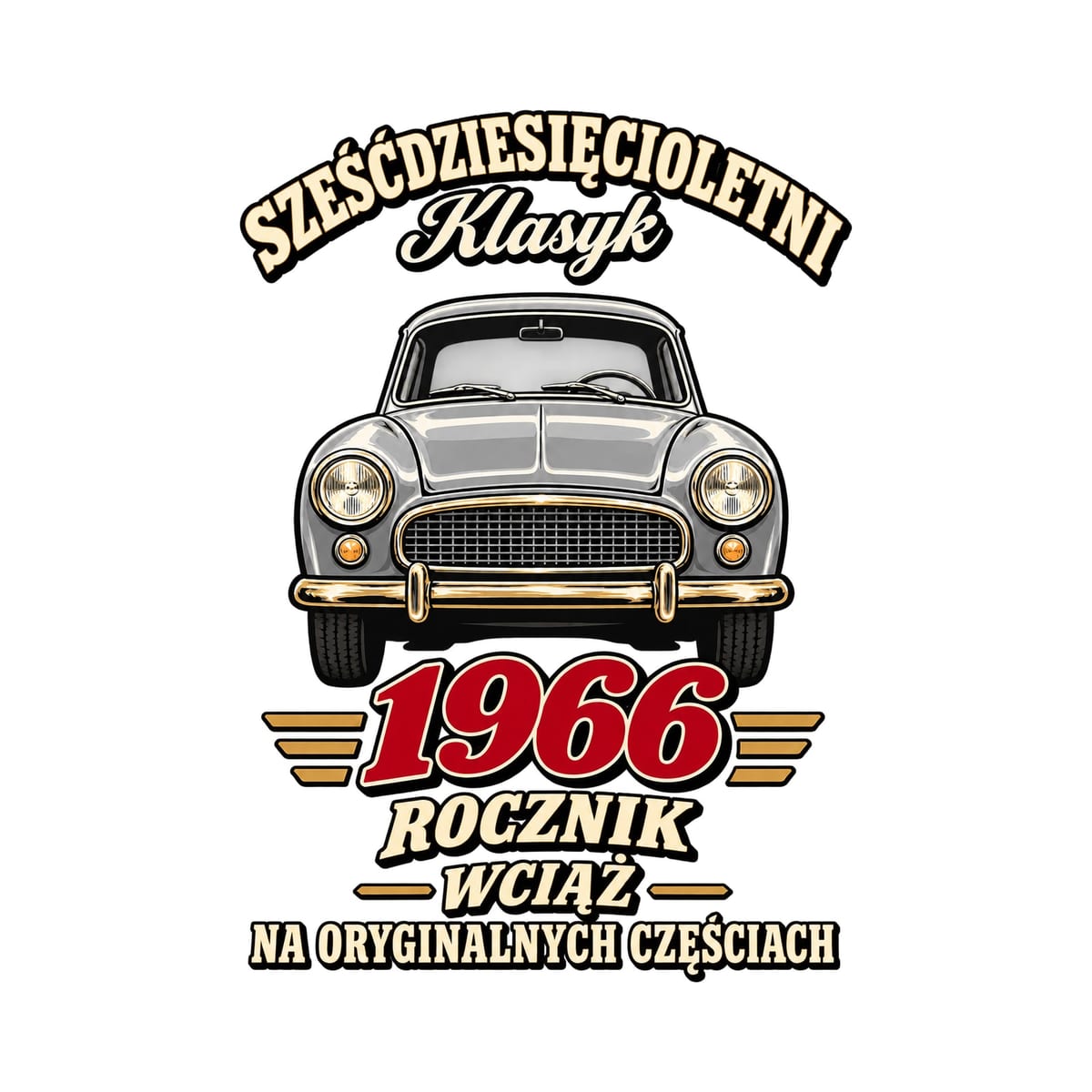 Koszulka męska biała na 60 urodziny Syrena rocznik 1966 prezent, zdjęcie 2