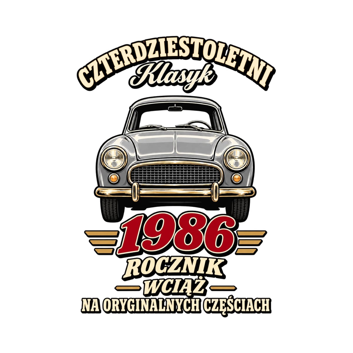 Koszulka męska biała na 40 urodziny czterdziestoletni klasyk rocznik 1986, zdjęcie 2