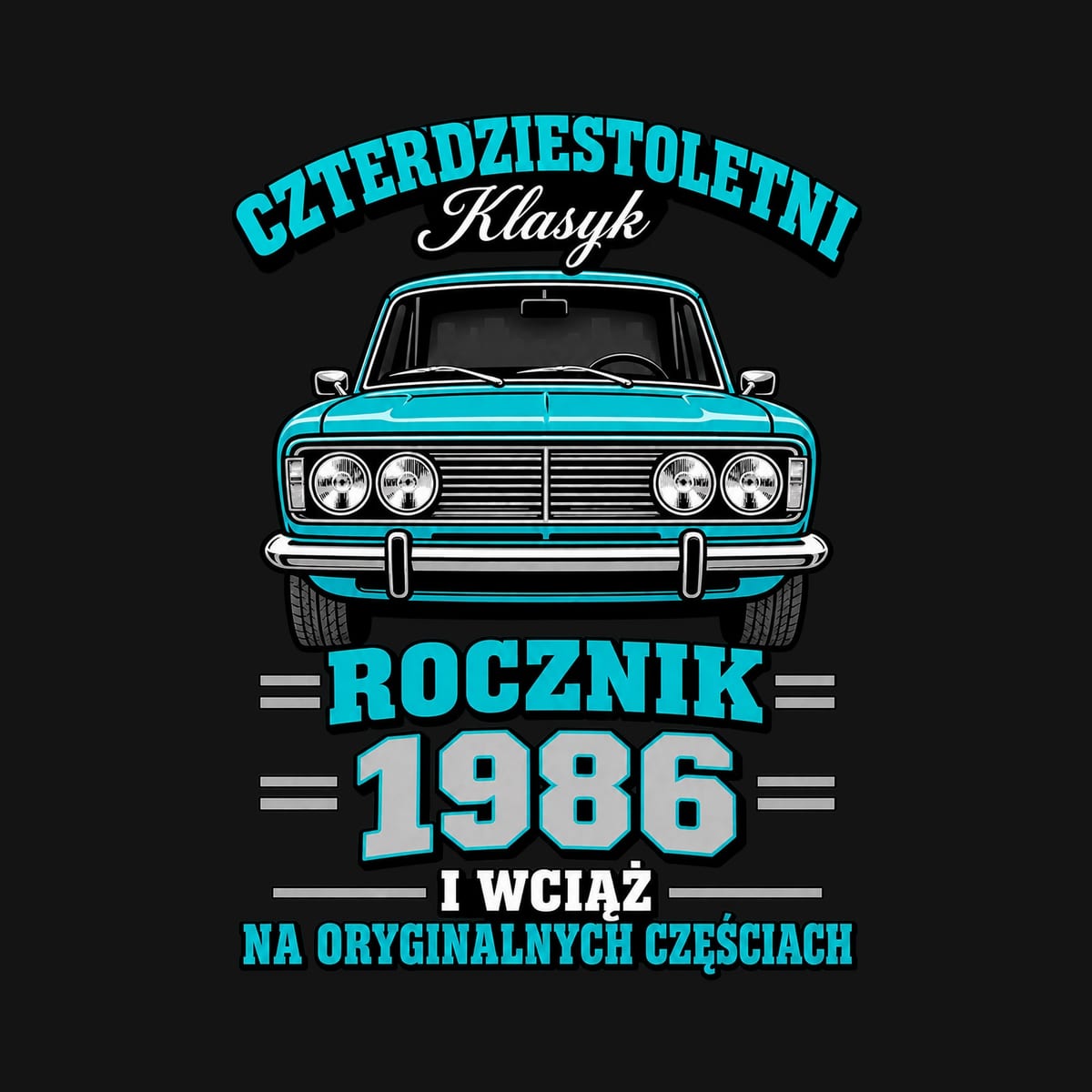 Koszulka męska czarna na 40 urodziny czterdziestoletni klasyk rocznik 1986, zdjęcie 2