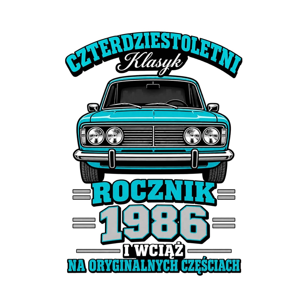 Koszulka męska biała na 40 urodziny czterdziestoletni klasyk rocznik 1986, zdjęcie 2
