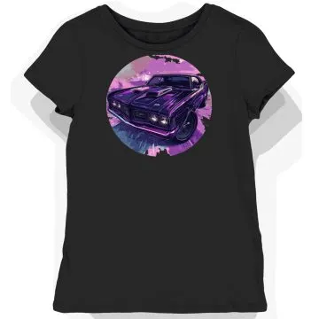 Koszulka damska czarna z grafiką fioletowego Pontiaca GTO