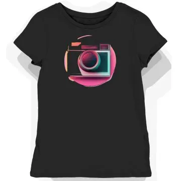 Koszulka damska czarna z motywem retro polaroidu