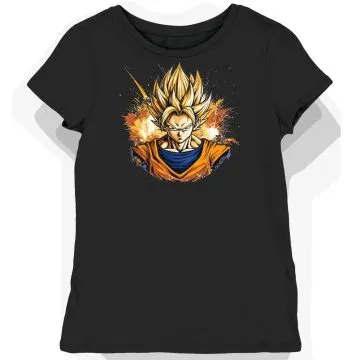 Koszulka damska czarna z nadrukiem Super Saiyan Goku