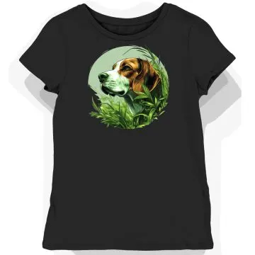 Koszulka damska czarna z nadrukiem psiego nosa beagle