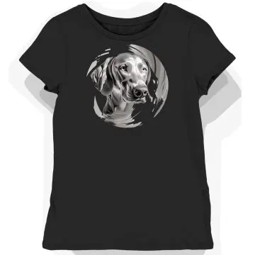 Koszulka damska czarna z nadrukiem spojrzenia Weimaranera