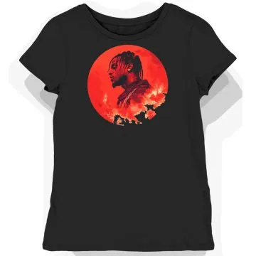 Koszulka damska czarna z motywem artysty hip-hop Travis Scott