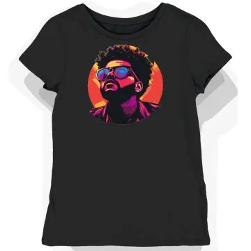Koszulka damska czarna z grafiką artysty The Weeknd