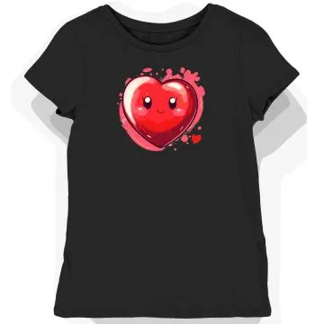 Koszulka damska czarna z motywem czerwonego serca Sanrio