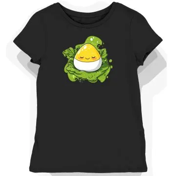 Koszulka damska czarna z motywem jajka Gudetama