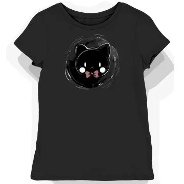 Koszulka damska czarna z nadrukiem kokardy Hello Kitty