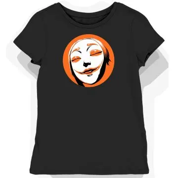 Koszulka damska czarna z motywem maski shinigami
