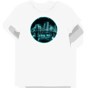 Koszulka damska biała z grafiką cyberpunkowego mostu