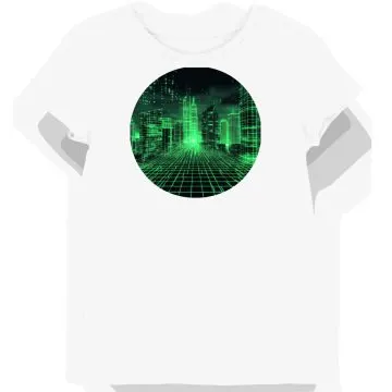 Koszulka damska biała z motywem neonowe miasta cyberpunk