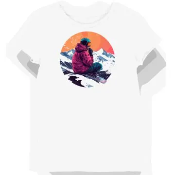 Koszulka damska biała z motywem snowboardzisty