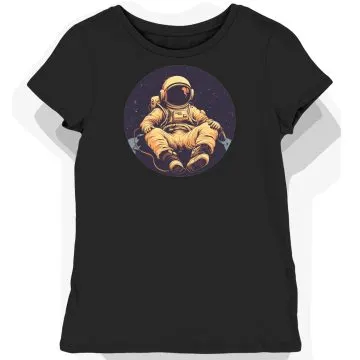Koszulka damska czarna z grafiką astronoma z muzyką