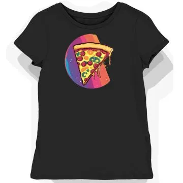 Koszulka damska czarna z motywem groovy pizzy