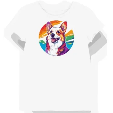 Koszulka damska biała z grafiką corgi w stylu lofi