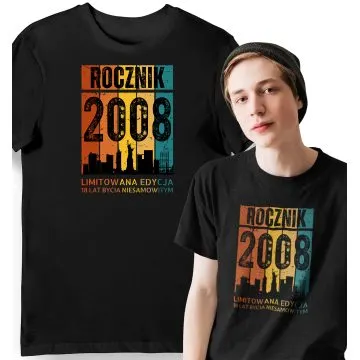 Koszulka męska na 18 urodziny rocznik 2008 limitowana edycja czarna
