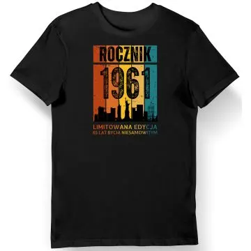 Koszulka męska na 65 urodziny 1961 limitowana edycja czarna