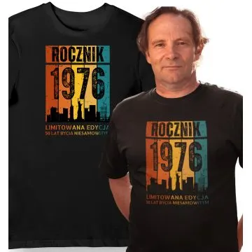 Koszulka na 50 urodziny Rocznik 1976 limitowana edycja czarna