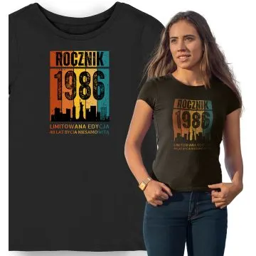 Koszulka damska na 40 urodziny 1986 limitowana edycja czarna